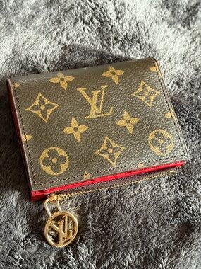 Monogram Charm Wallet with Red Detail